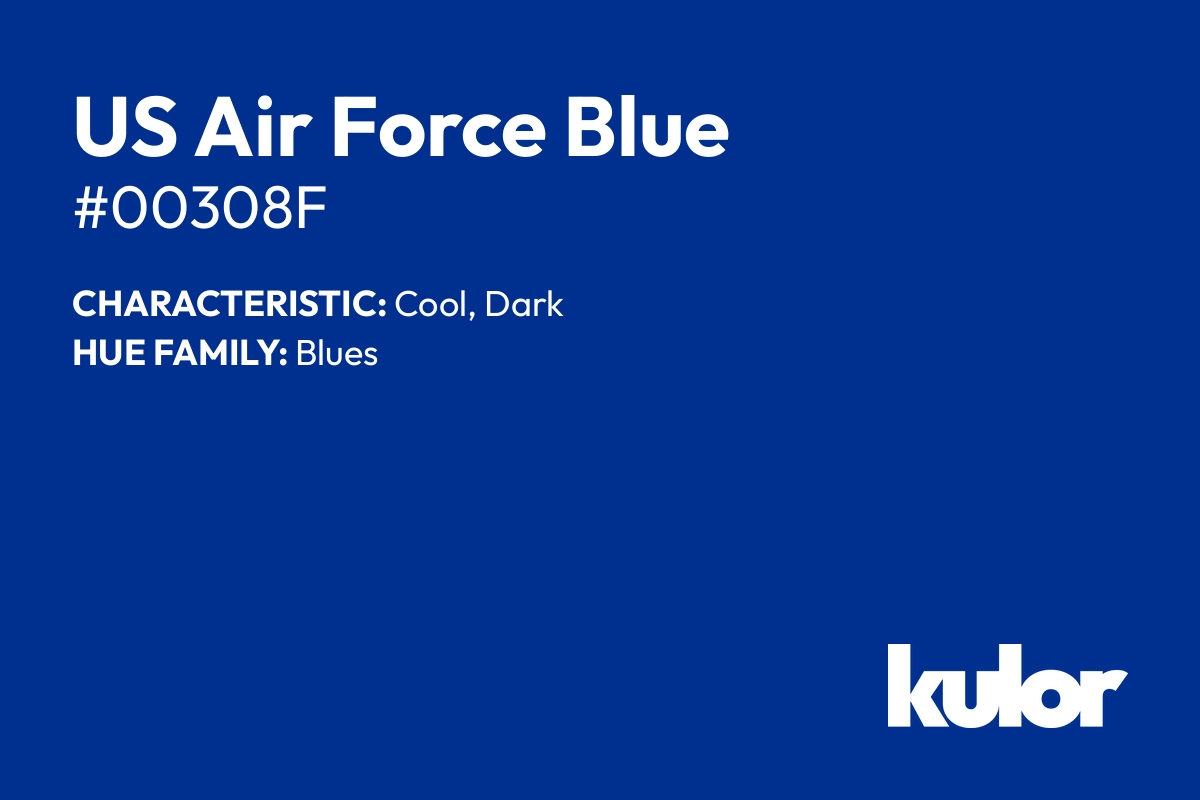 US Air Force Blue is a color with a HTML hex code of #00308f.