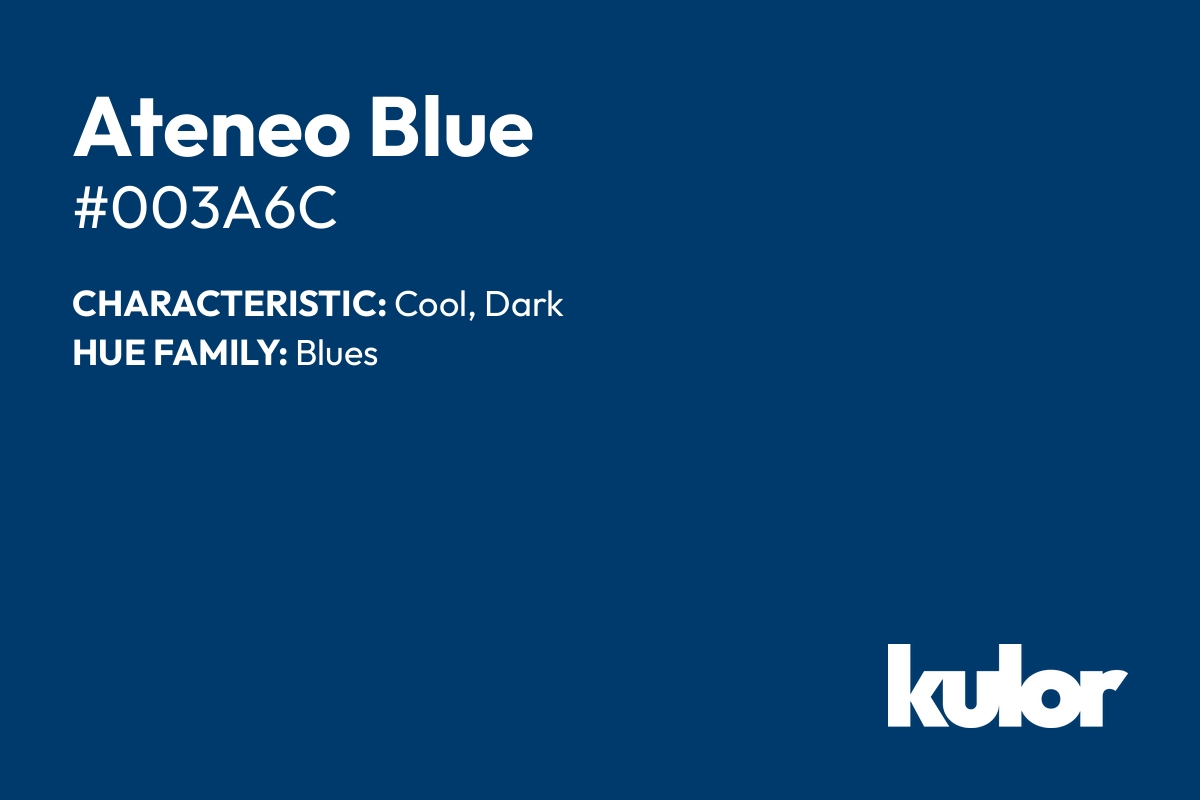 Ateneo Blue is a color with a HTML hex code of #003a6c.