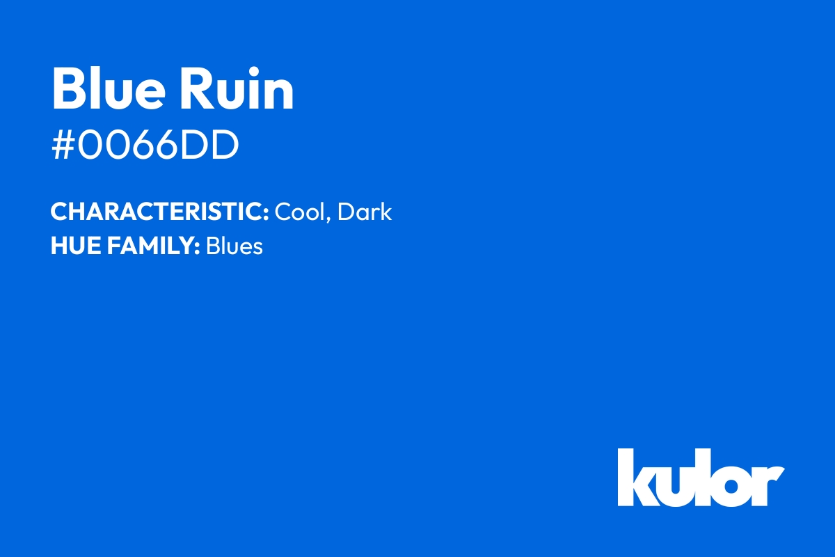 Blue Ruin is a color with a HTML hex code of #0066dd.