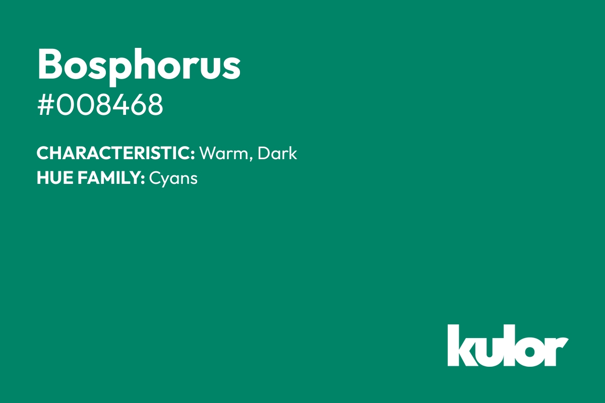 Bosphorus is a color with a HTML hex code of #008468.