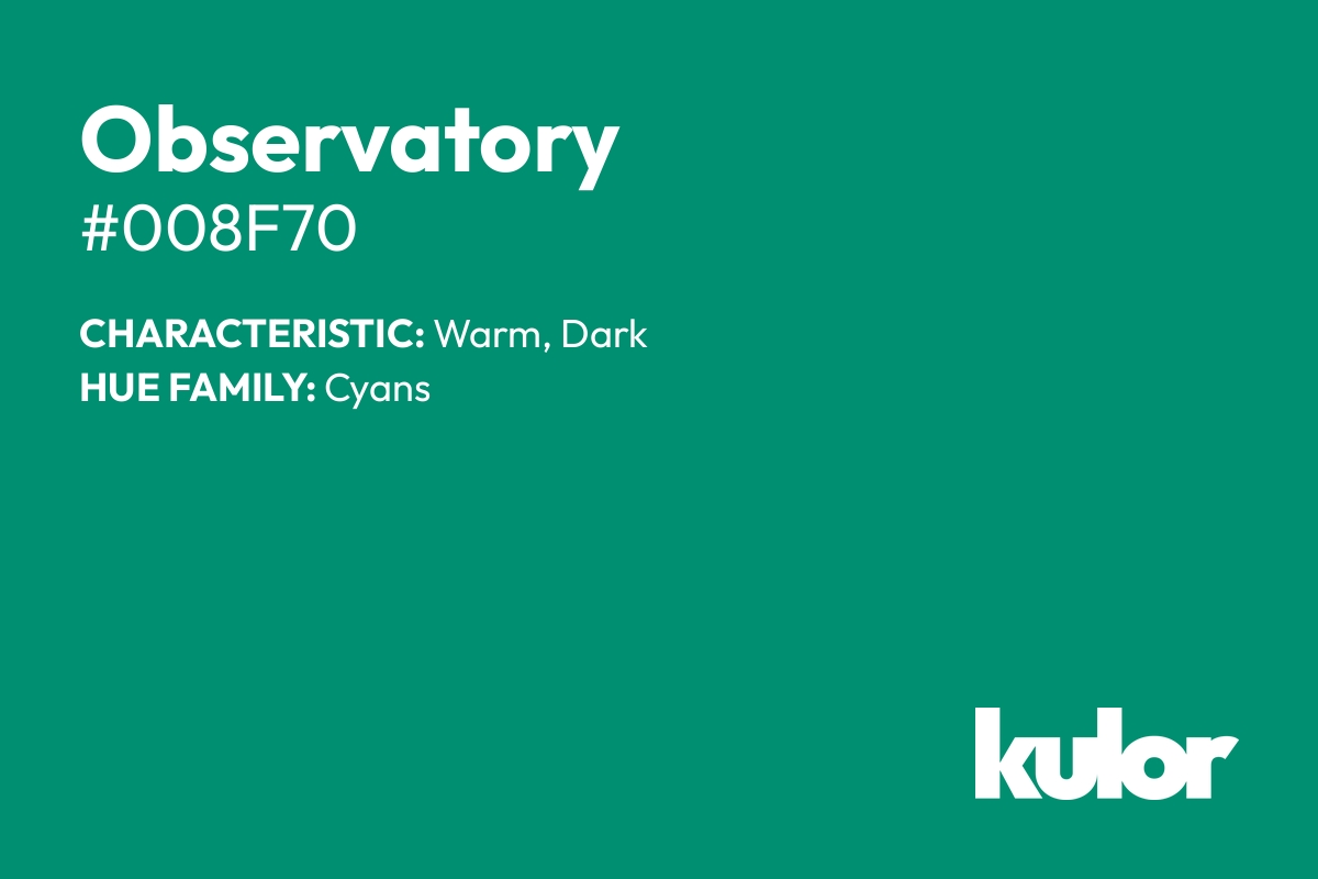 Observatory is a color with a HTML hex code of #008f70.