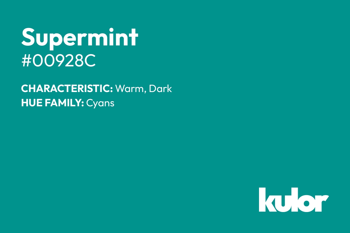 Supermint is a color with a HTML hex code of #00928c.