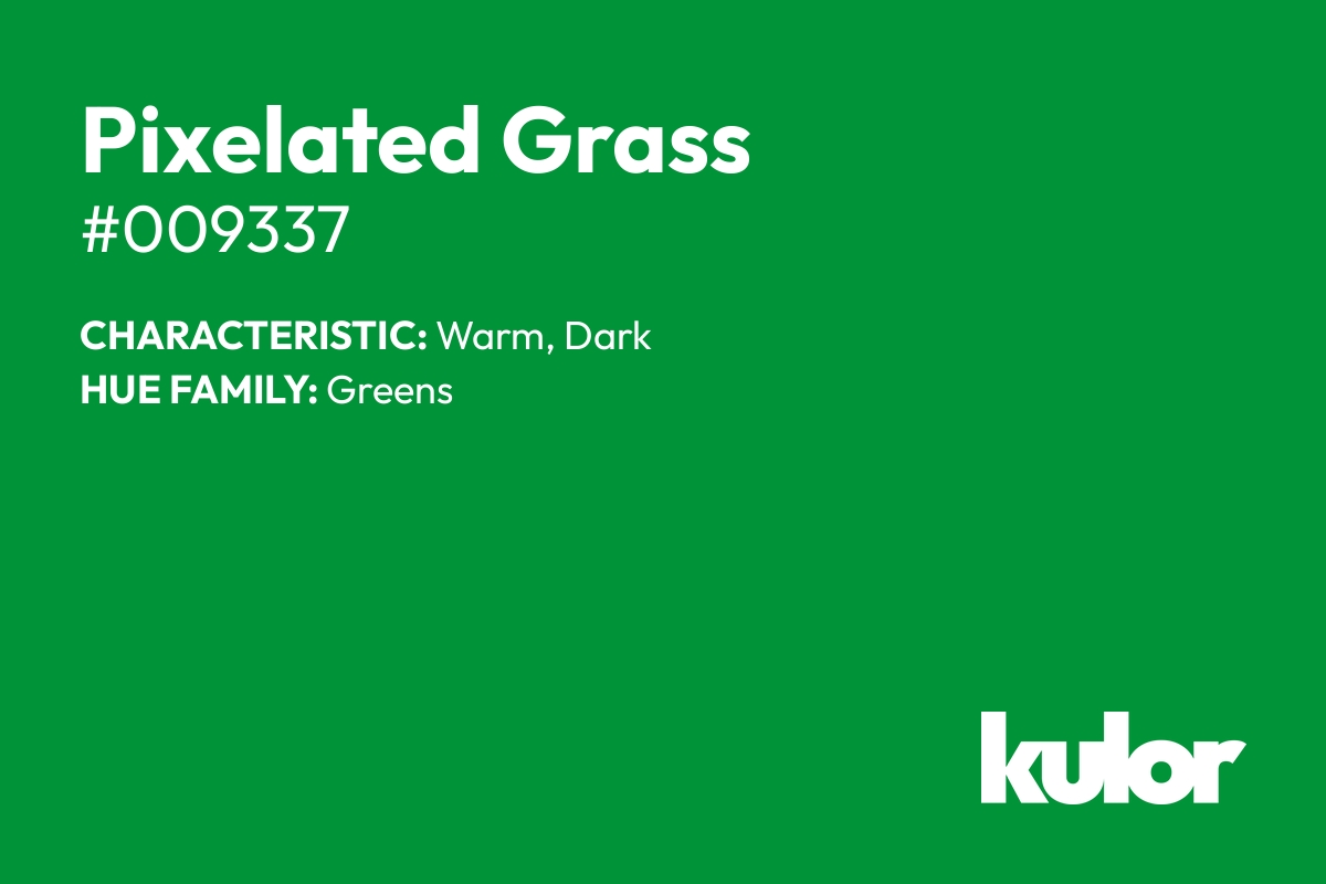 Pixelated Grass is a color with a HTML hex code of #009337.