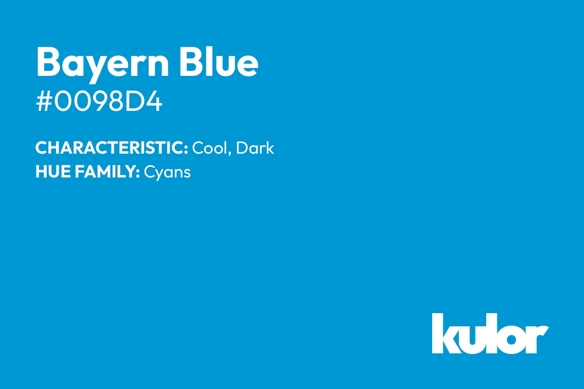 Bayern Blue is a color with a HTML hex code of #0098d4.