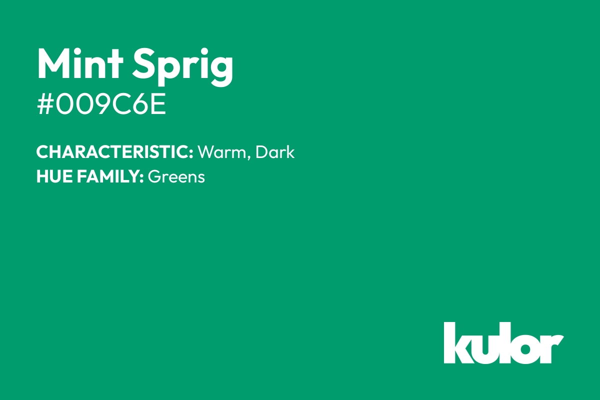 Mint Sprig is a color with a HTML hex code of #009c6e.