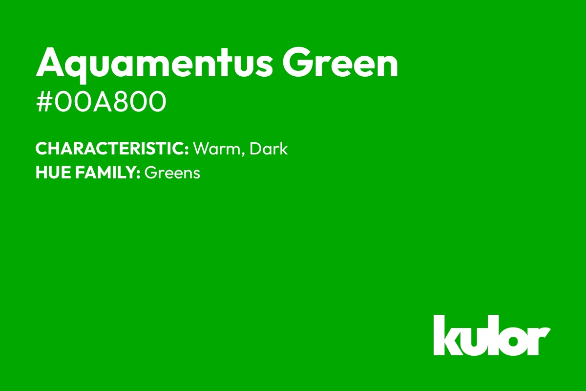 Aquamentus Green is a color with a HTML hex code of #00a800.