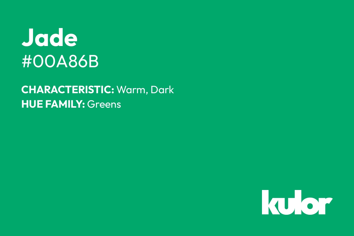 Jade is a color with a HTML hex code of #00a86b.