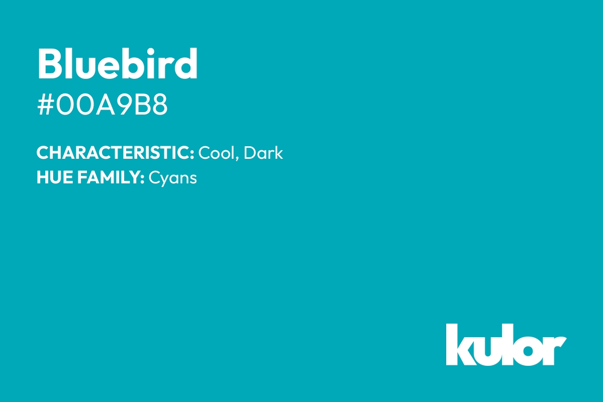 Bluebird is a color with a HTML hex code of #00a9b8.