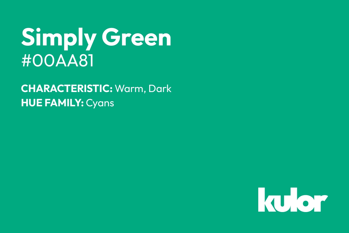 Simply Green is a color with a HTML hex code of #00aa81.