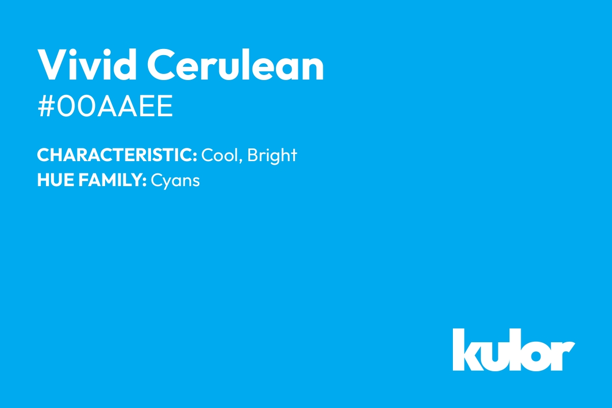 Vivid Cerulean is a color with a HTML hex code of #00aaee.