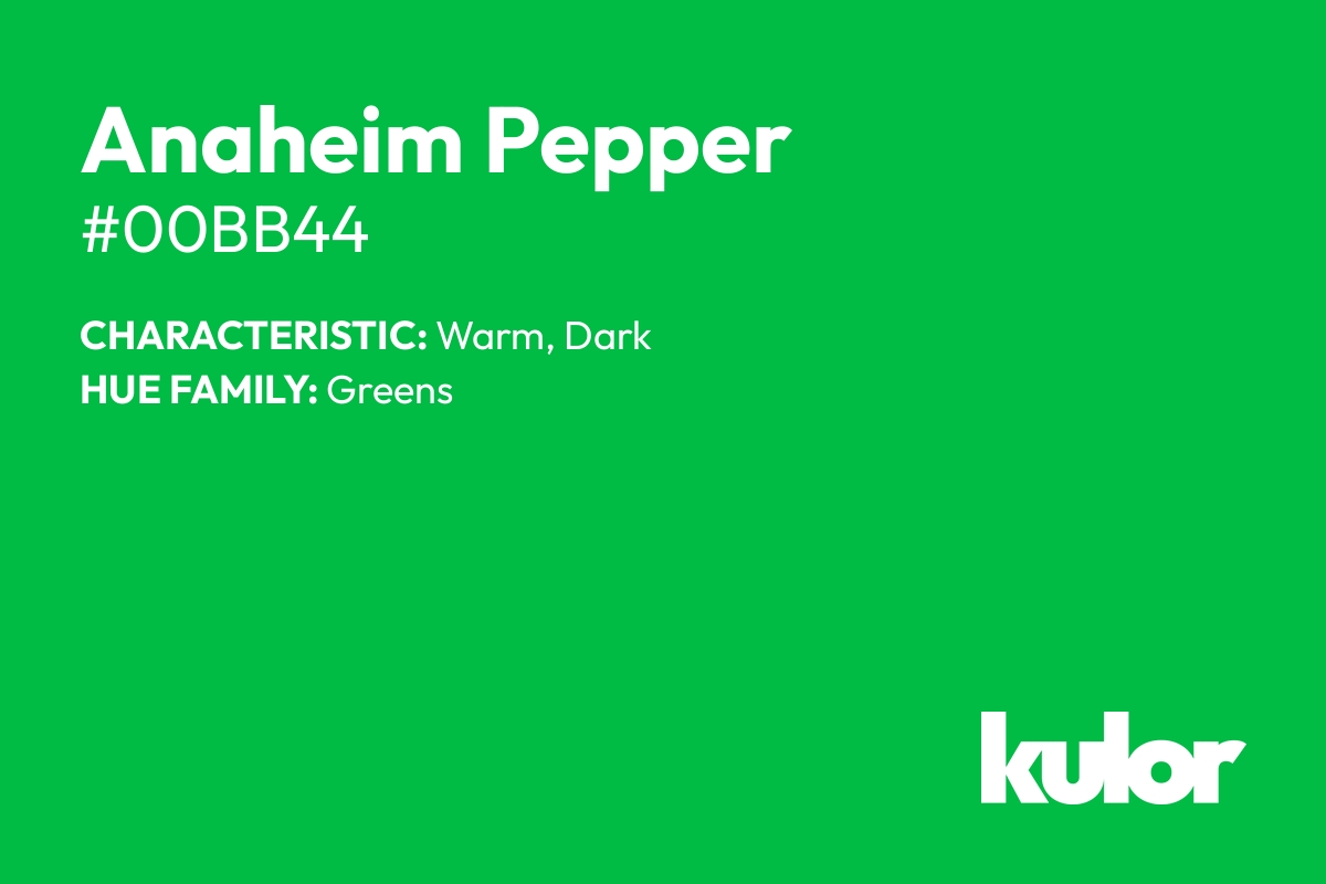 Anaheim Pepper is a color with a HTML hex code of #00bb44.