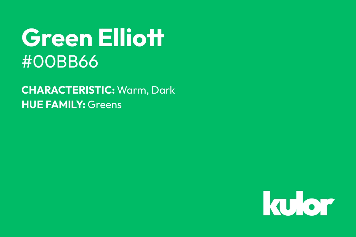 Green Elliott is a color with a HTML hex code of #00bb66.