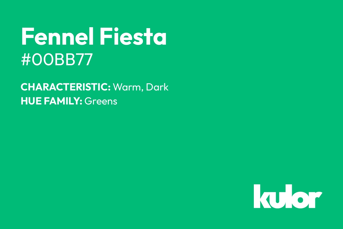 Fennel Fiesta is a color with a HTML hex code of #00bb77.