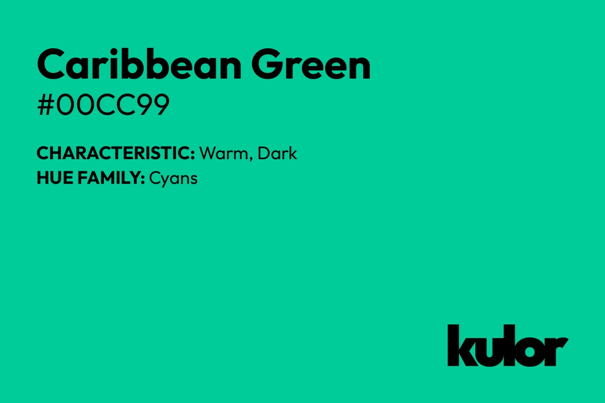 Caribbean Green is a color with a HTML hex code of #00cc99.