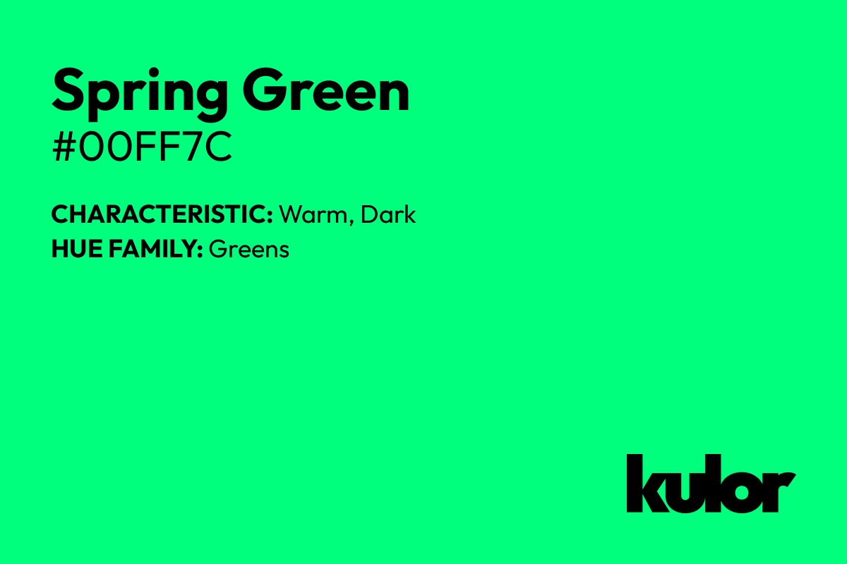 Spring Green is a color with a HTML hex code of #00ff7c.