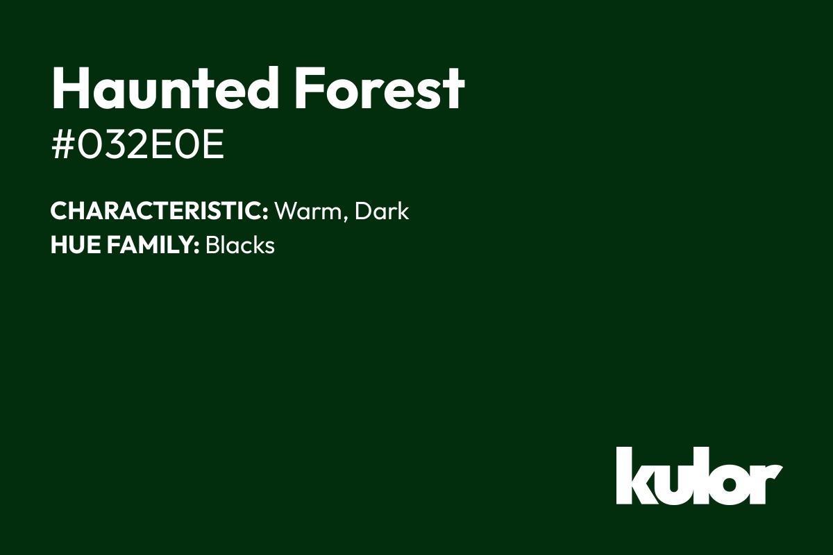 Haunted Forest is a color with a HTML hex code of #032e0e.