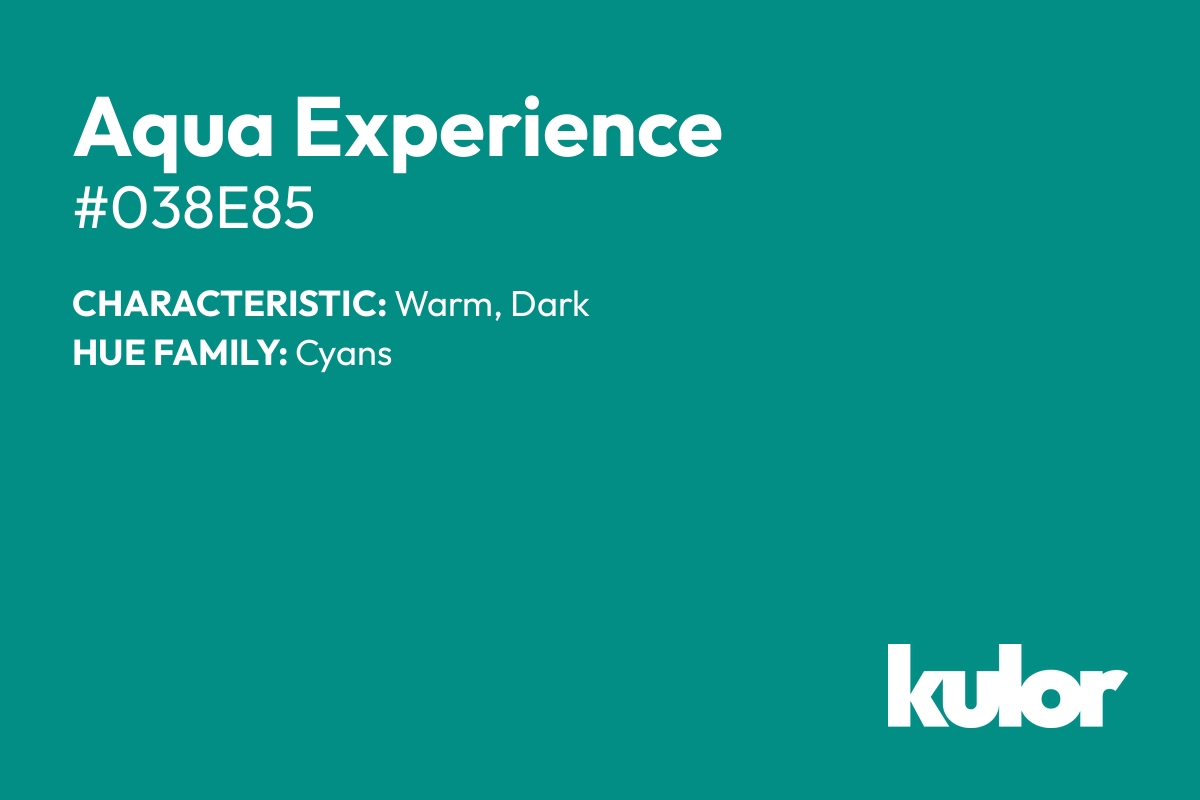 Aqua Experience is a color with a HTML hex code of #038e85.