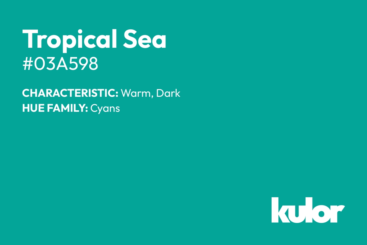 Tropical Sea is a color with a HTML hex code of #03a598.