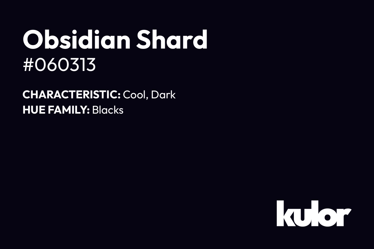 Obsidian Shard is a color with a HTML hex code of #060313.
