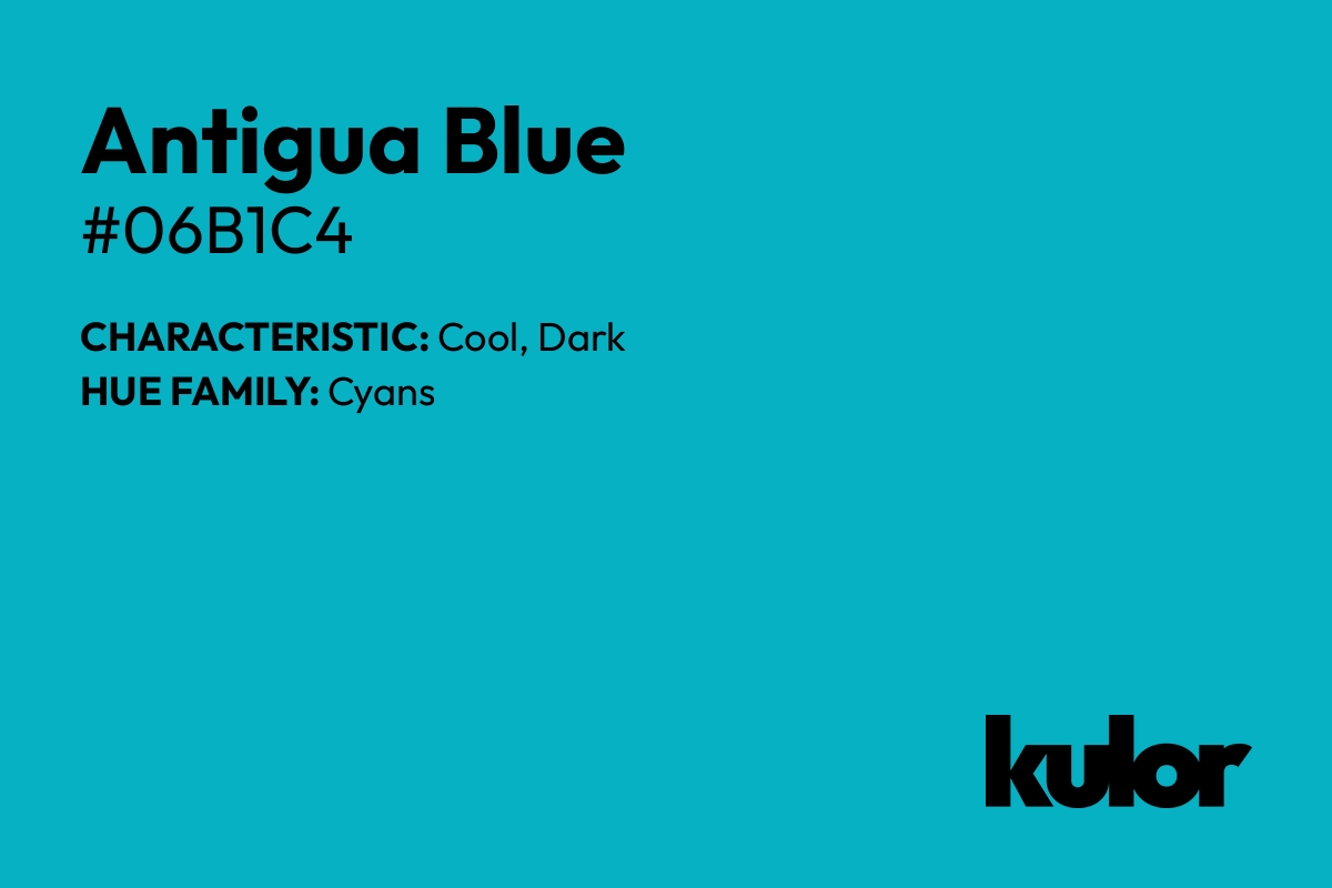 Antigua Blue is a color with a HTML hex code of #06b1c4.