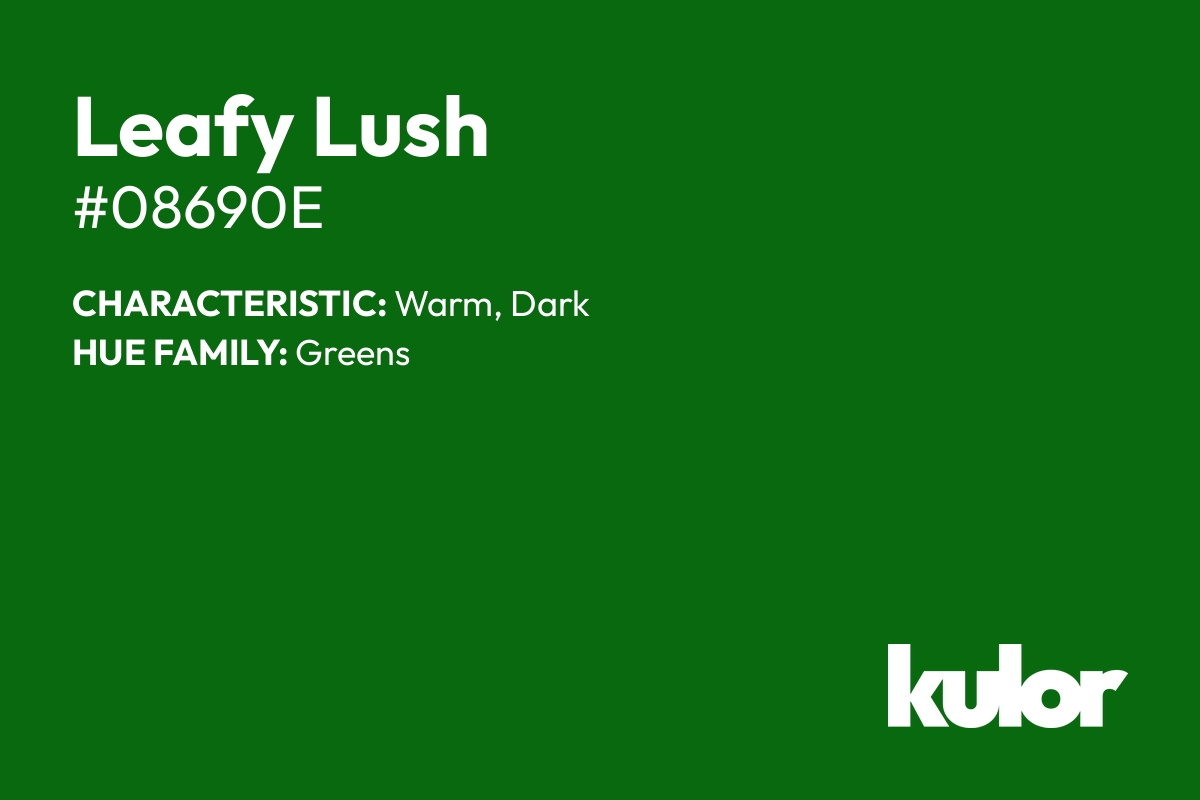 Leafy Lush is a color with a HTML hex code of #08690e.