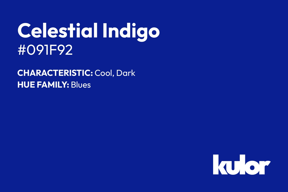 Celestial Indigo is a color with a HTML hex code of #091f92.