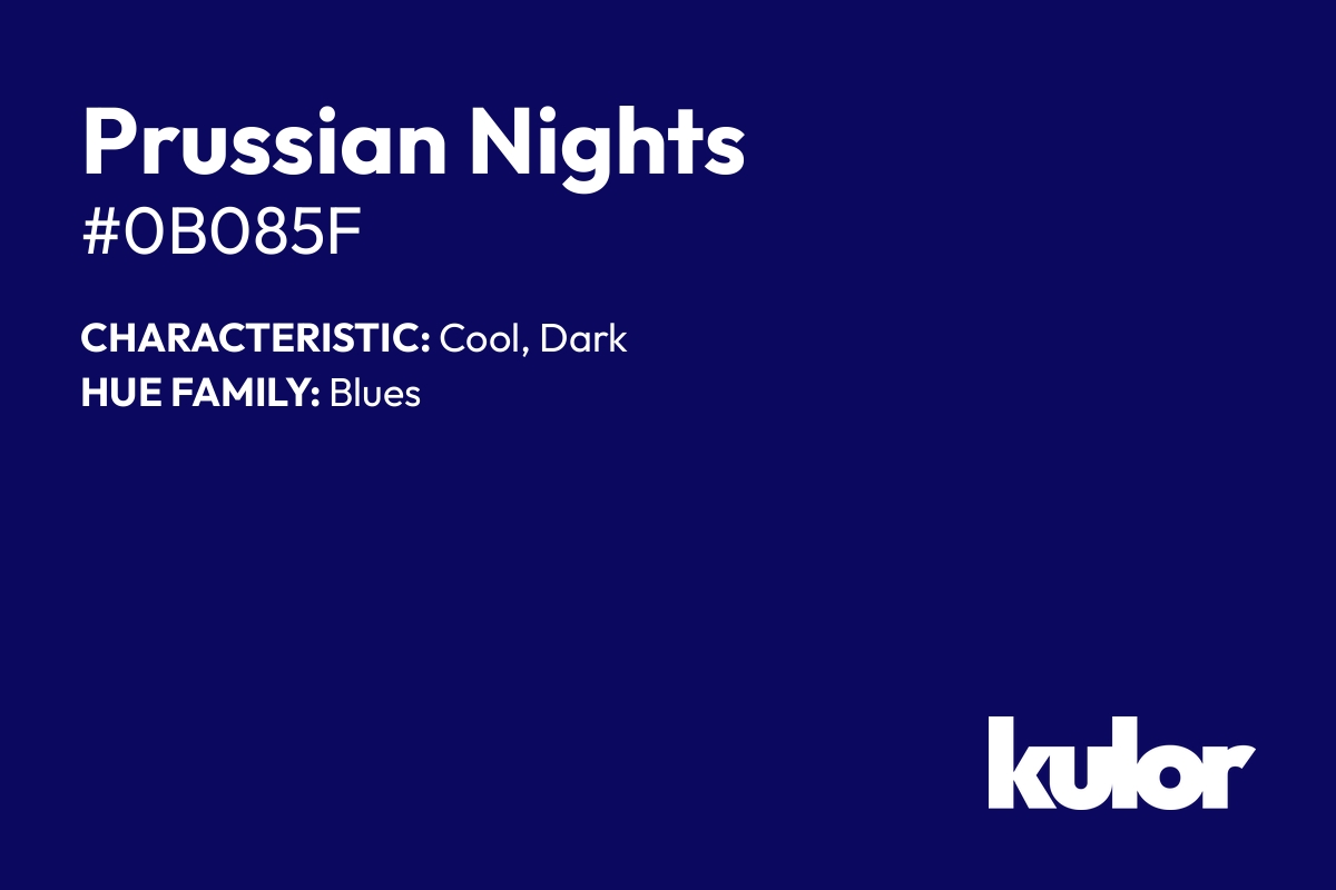 Prussian Nights is a color with a HTML hex code of #0b085f.