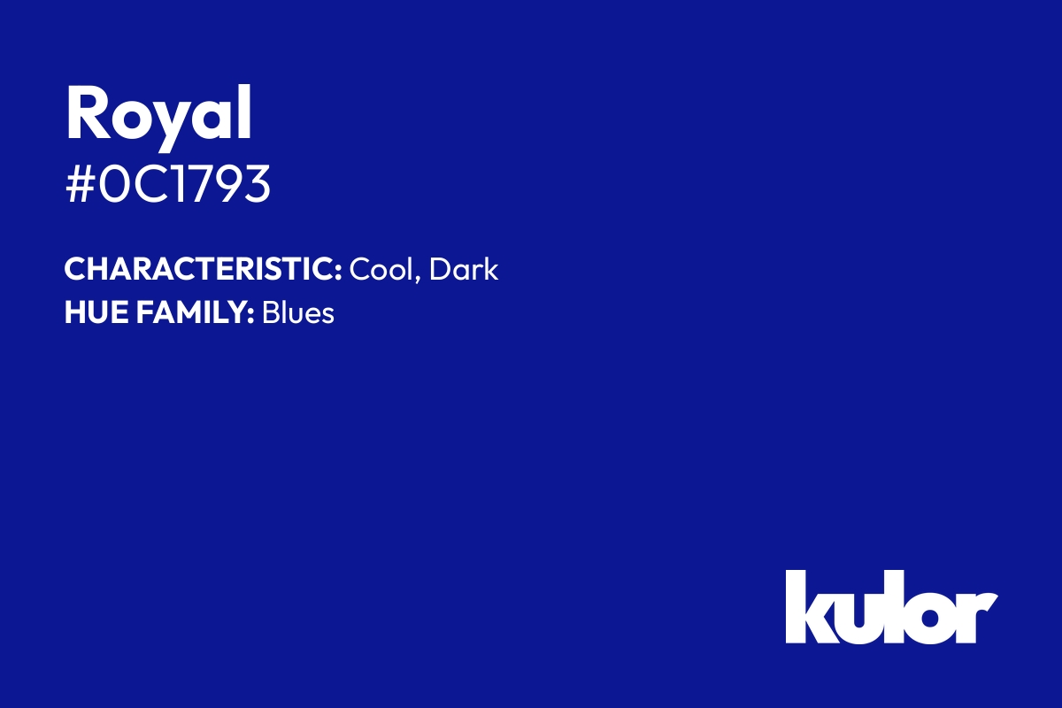 Royal is a color with a HTML hex code of #0c1793.