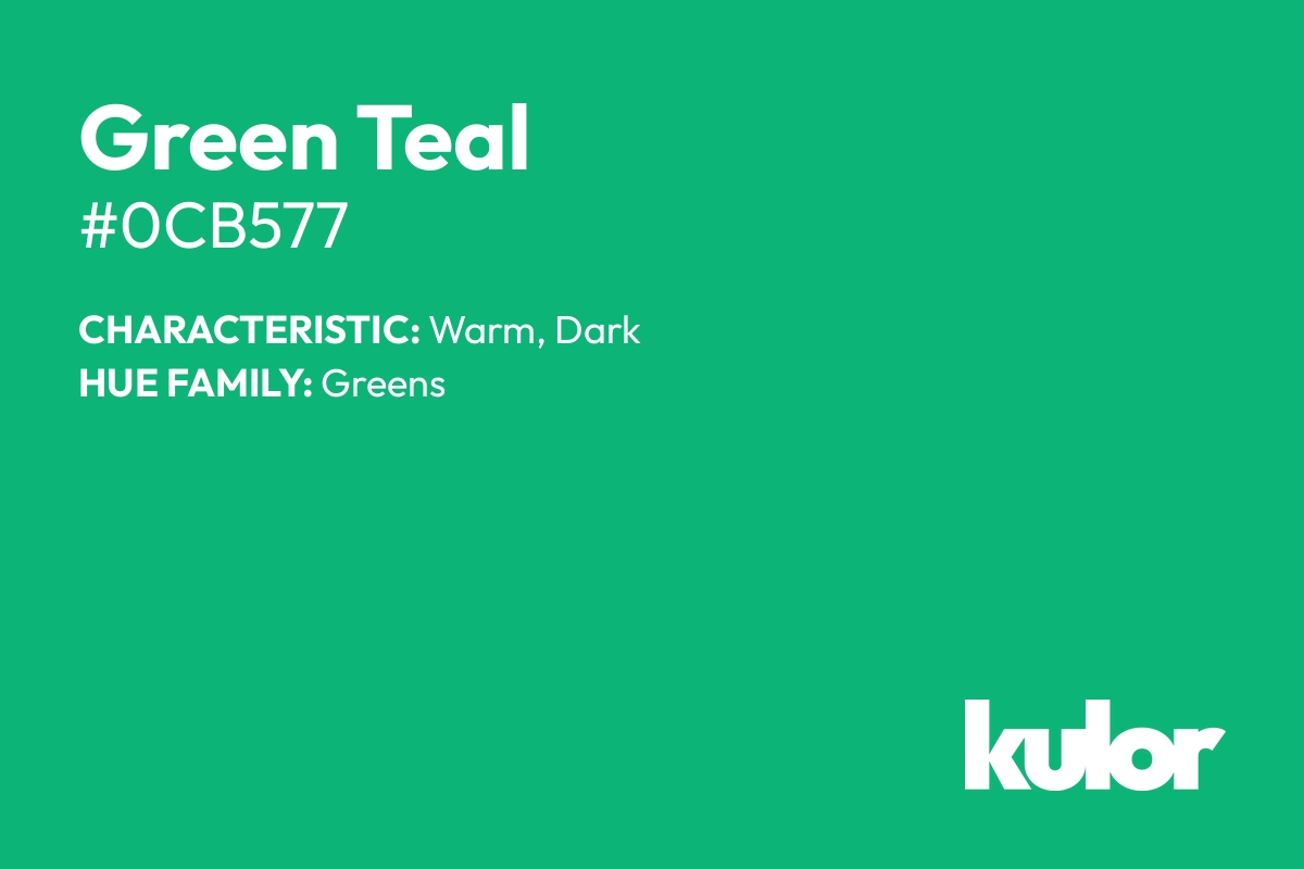 Green Teal is a color with a HTML hex code of #0cb577.