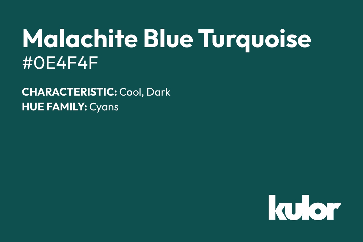 Malachite Blue Turquoise is a color with a HTML hex code of #0e4f4f.