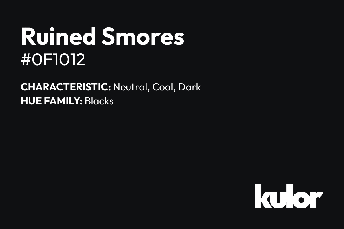 Ruined Smores is a color with a HTML hex code of #0f1012.