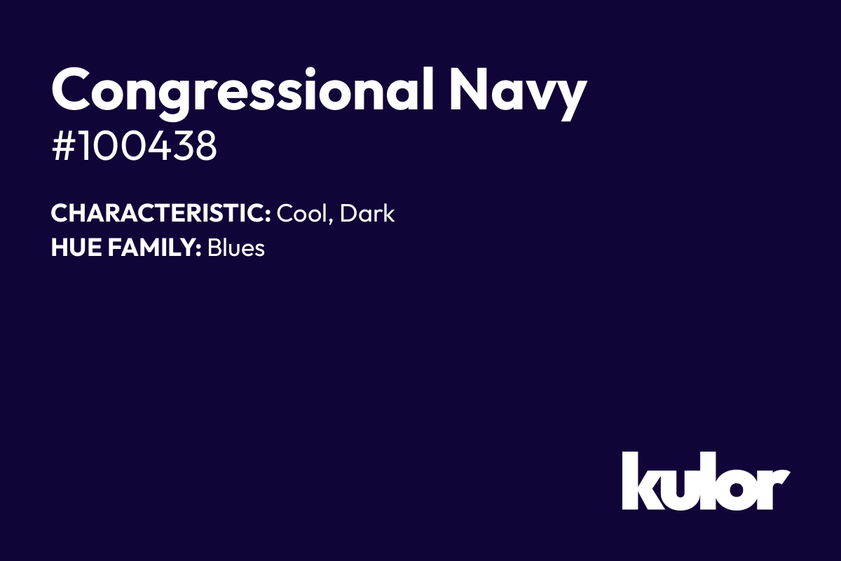 Congressional Navy is a color with a HTML hex code of #100438.