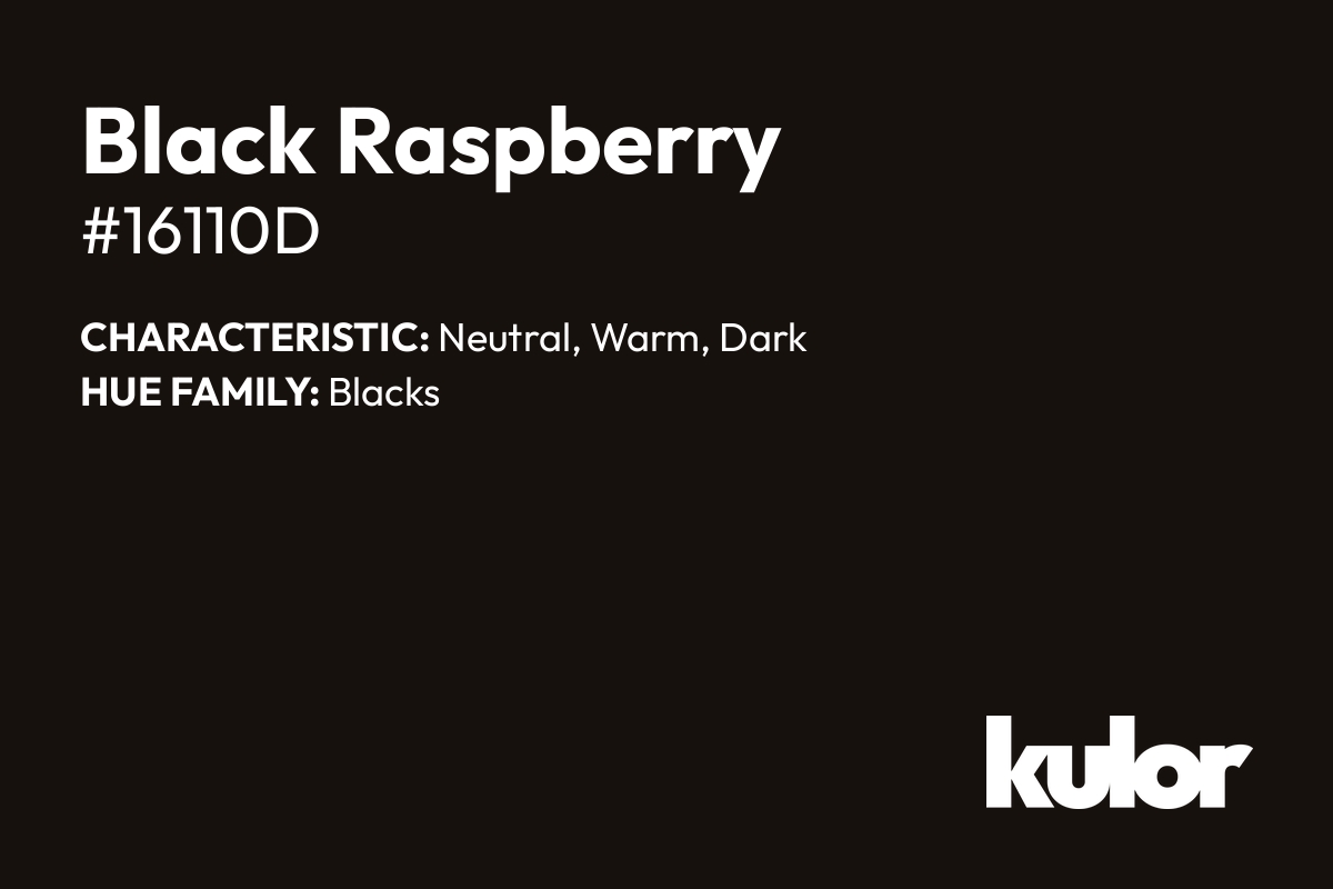Black Raspberry is a color with a HTML hex code of #16110d.