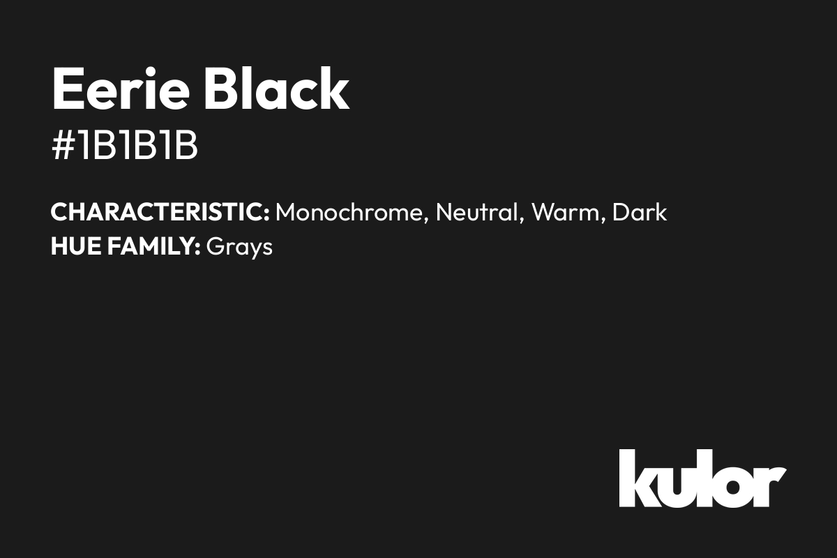 Eerie Black is a color with a HTML hex code of #1b1b1b.