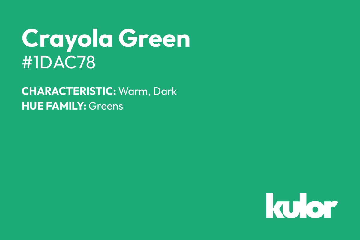 Crayola Green is a color with a HTML hex code of #1dac78.