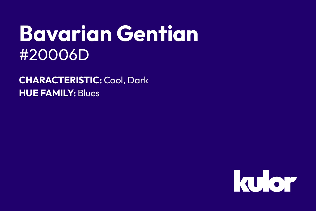 Bavarian Gentian is a color with a HTML hex code of #20006d.