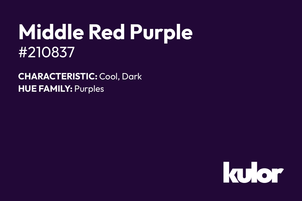 Middle Red Purple is a color with a HTML hex code of #210837.