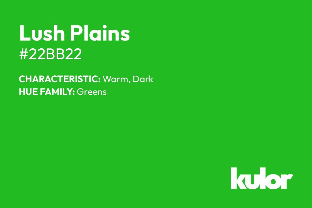 Lush Plains is a color with a HTML hex code of #22bb22.