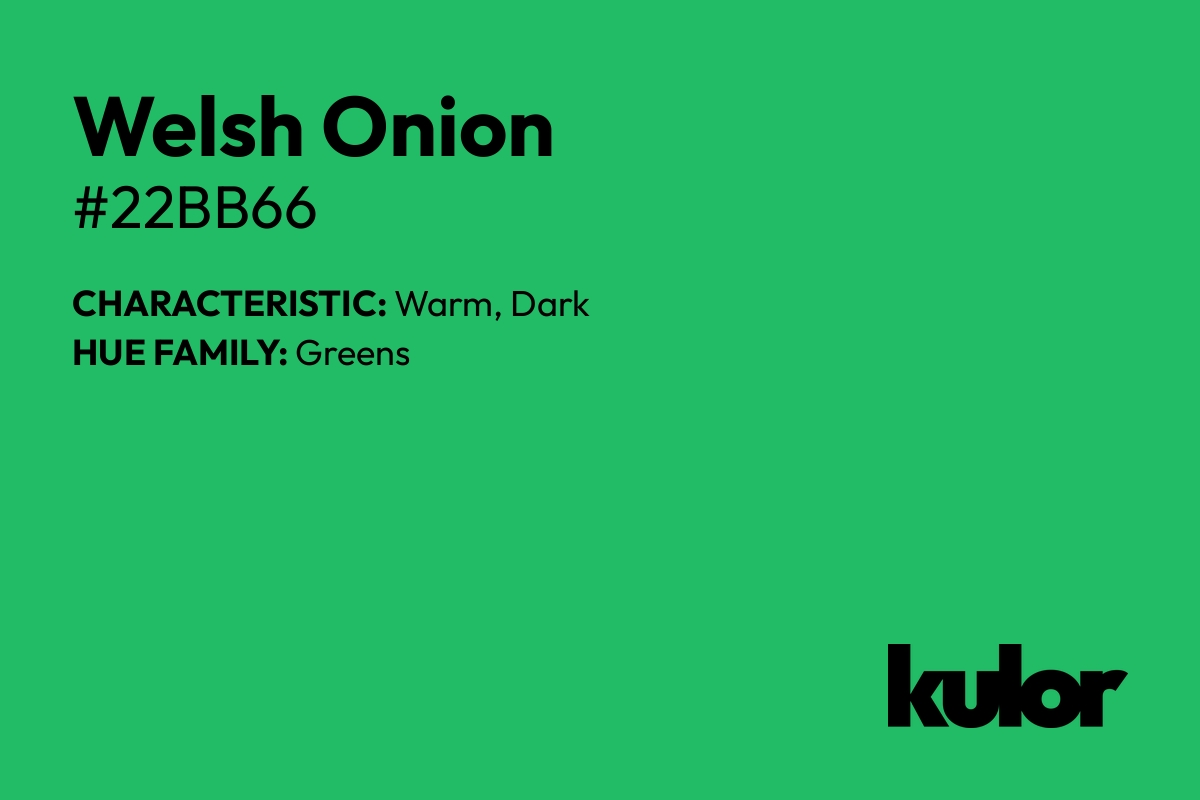 Welsh Onion is a color with a HTML hex code of #22bb66.