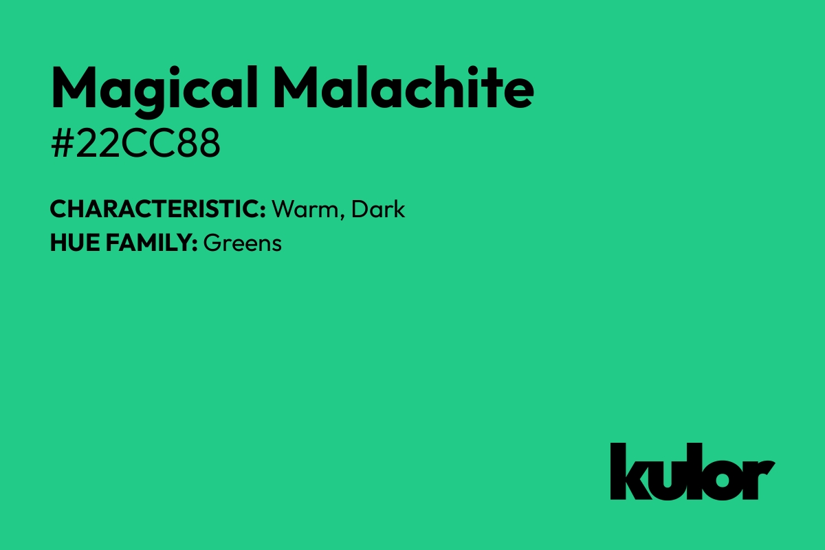 Magical Malachite is a color with a HTML hex code of #22cc88.