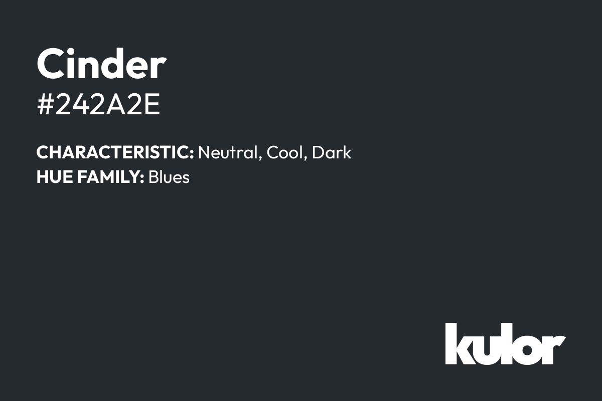 Cinder is a color with a HTML hex code of #242a2e.