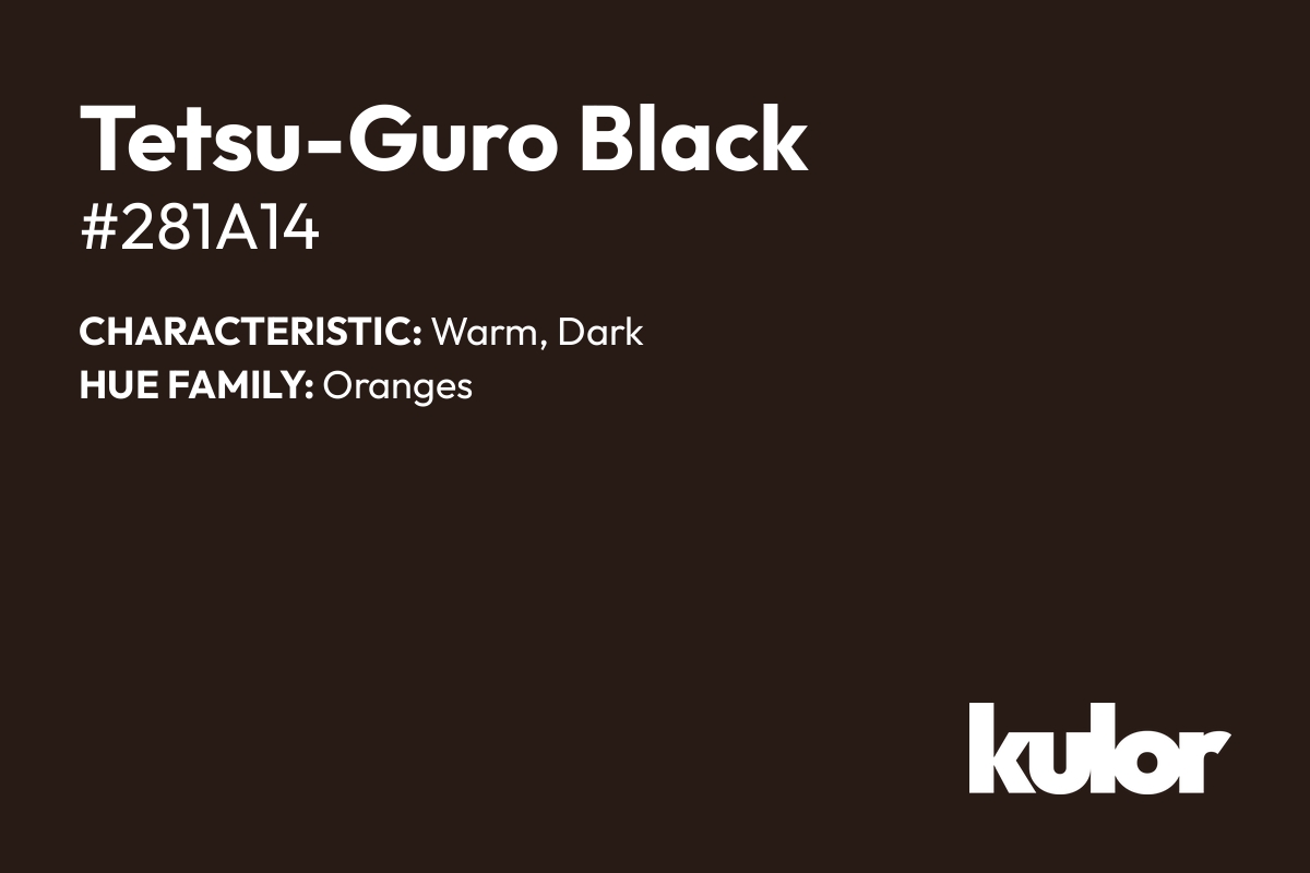 Tetsu-Guro Black is a color with a HTML hex code of #281a14.