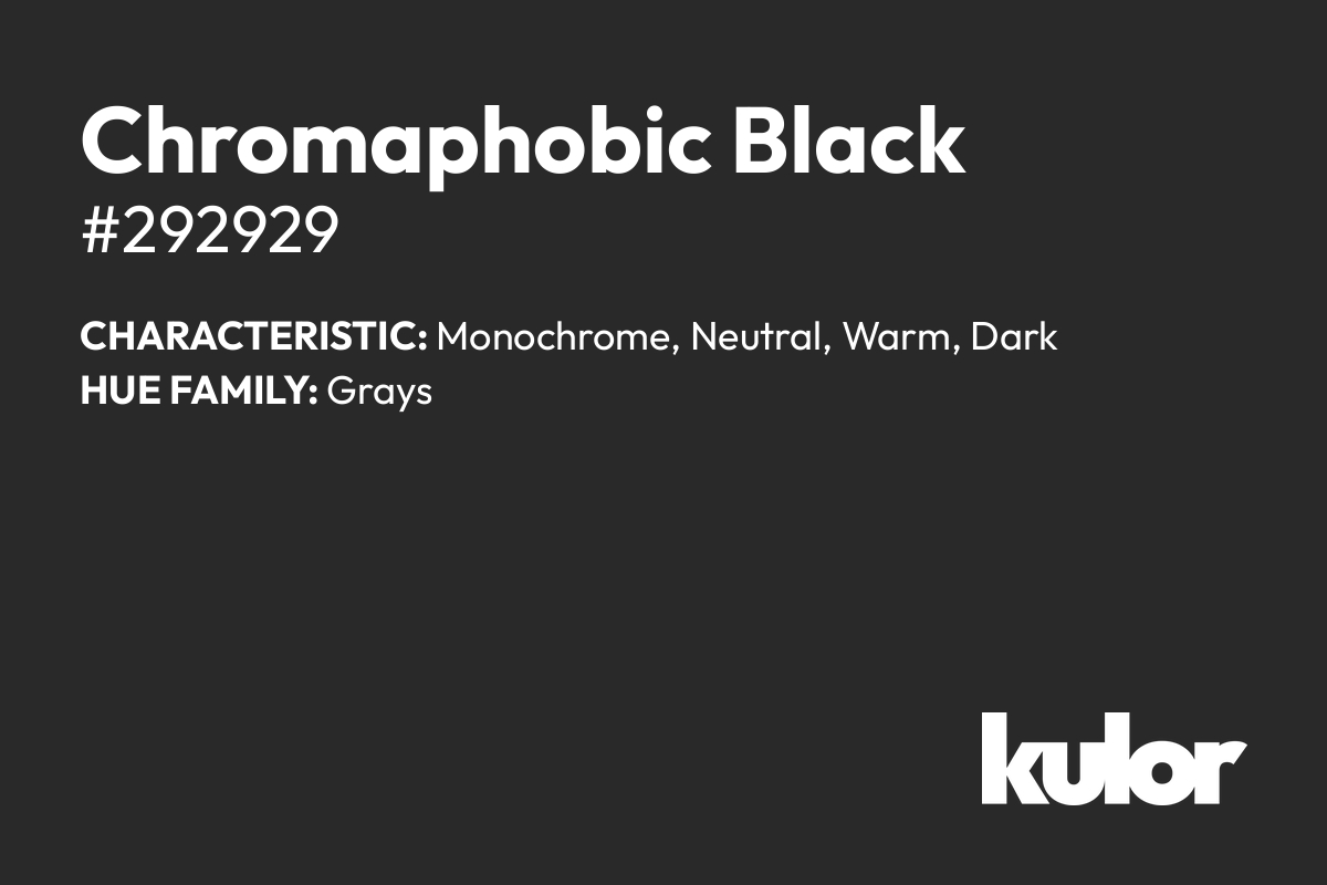 Chromaphobic Black is a color with a HTML hex code of #292929.