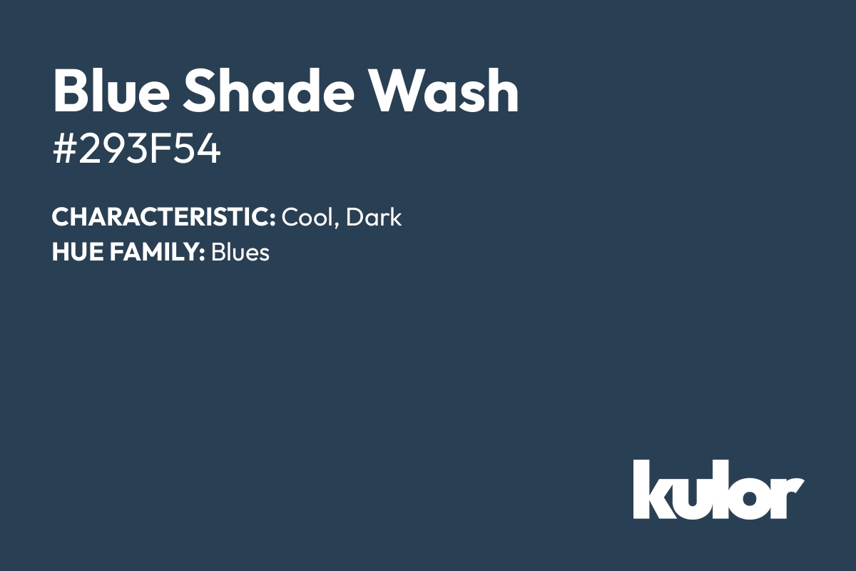 Blue Shade Wash is a color with a HTML hex code of #293f54.