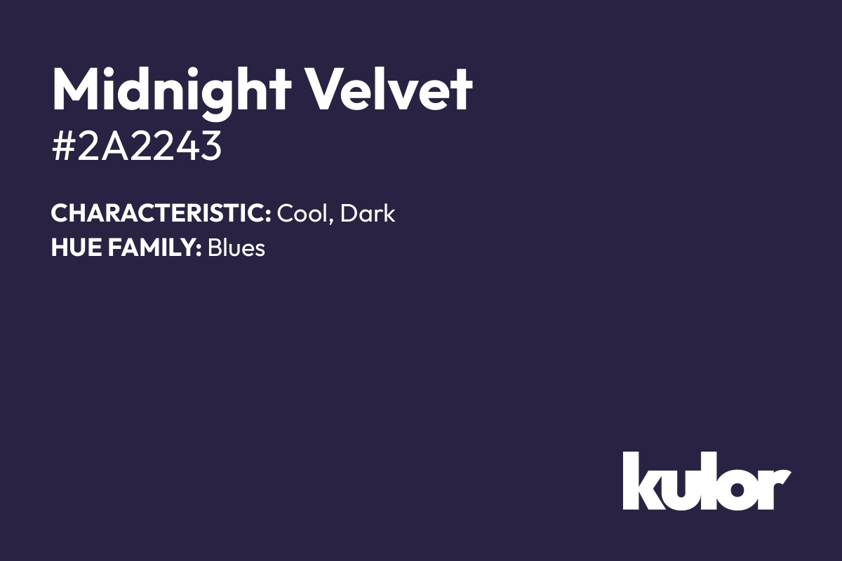 Midnight Velvet is a color with a HTML hex code of #2a2243.