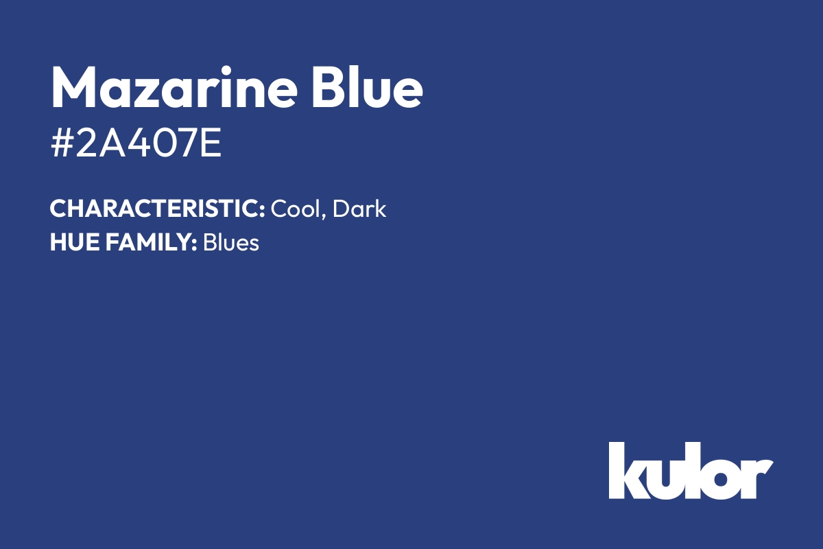 Mazarine Blue is a color with a HTML hex code of #2a407e.