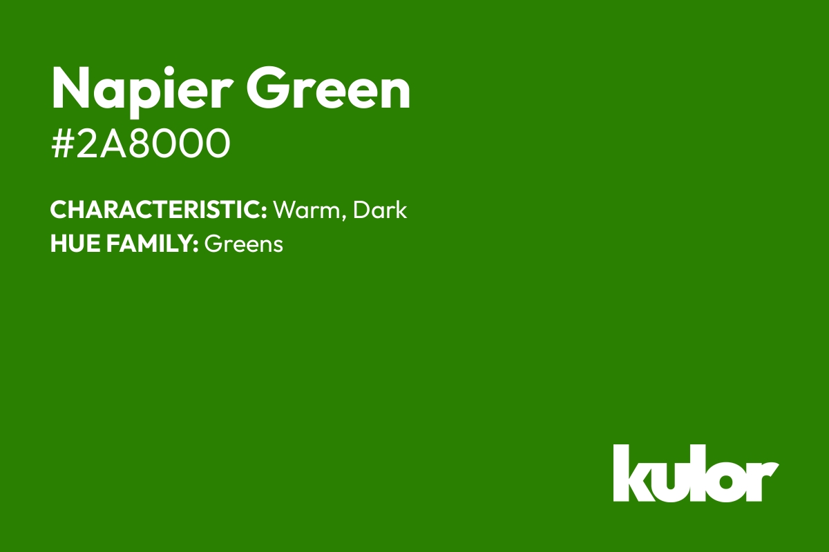 Napier Green is a color with a HTML hex code of #2a8000.