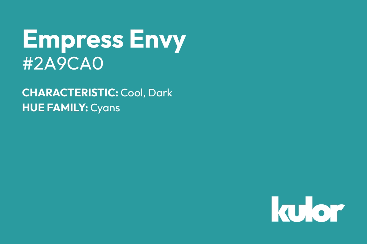 Empress Envy is a color with a HTML hex code of #2a9ca0.