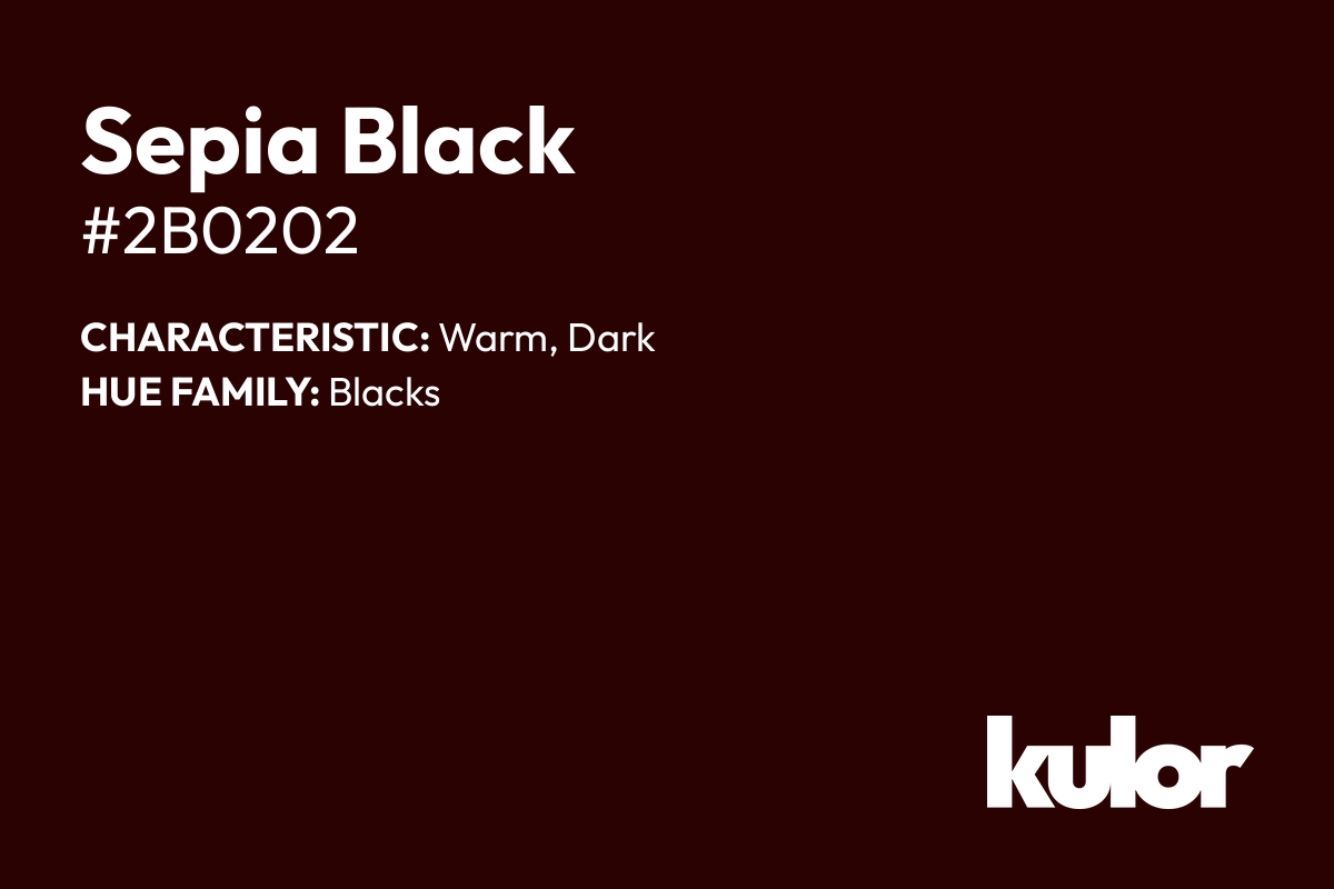 Sepia Black is a color with a HTML hex code of #2b0202.