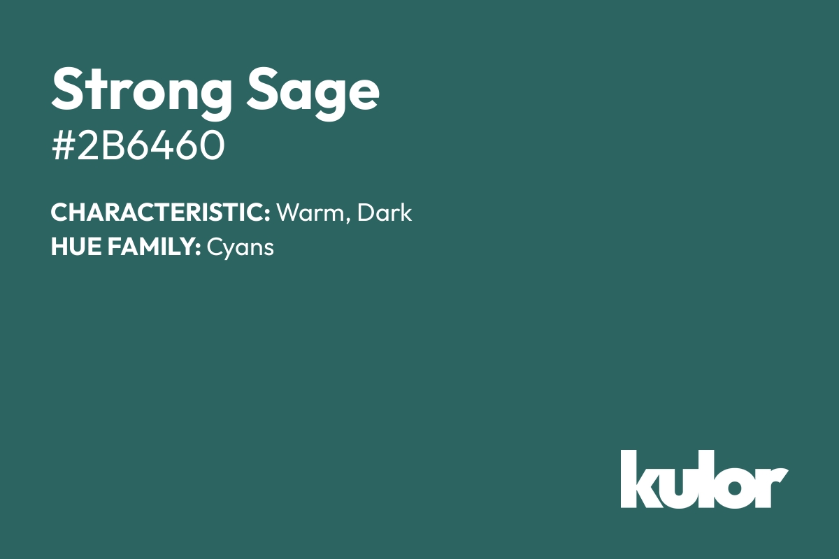 Strong Sage is a color with a HTML hex code of #2b6460.